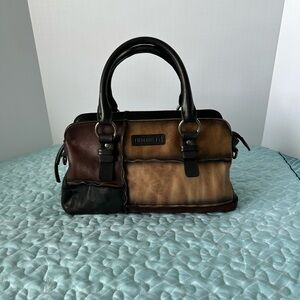 Pikolinos Patchwork Leather Satchel in Brown & Tan